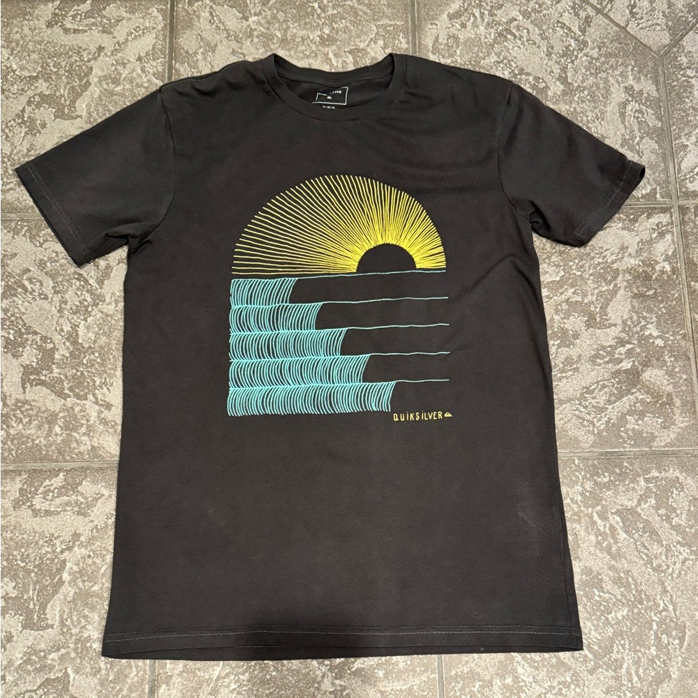 QUICKSILVER Men's T-shirt Short Sleeve Crew Neck Surf Medium Black 100% Cotton